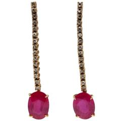Luise Ruby Diamond Gold Drop Earrings 11