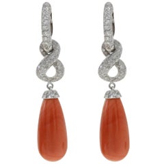 Luise Coral Diamond Gold Dangle Earrings