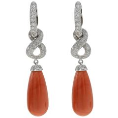 Luise Coral Diamond Gold Dangle Earrings 2
