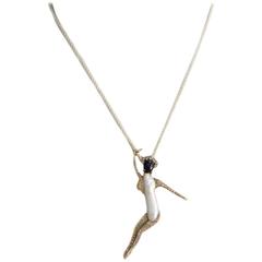 Luise Gold Diamond Sapphire Mother-of-Pearl Pendant/Brooch 10