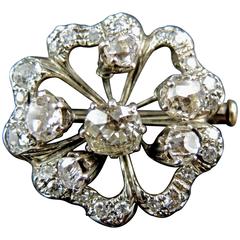 Trembleuse Flower Napoleon III Pin Brooch / Pendant with Diamonds