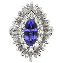 Vintage 2.46 Carat Tanzanite and Diamond Cocktail Ring, circa 1970s 3
