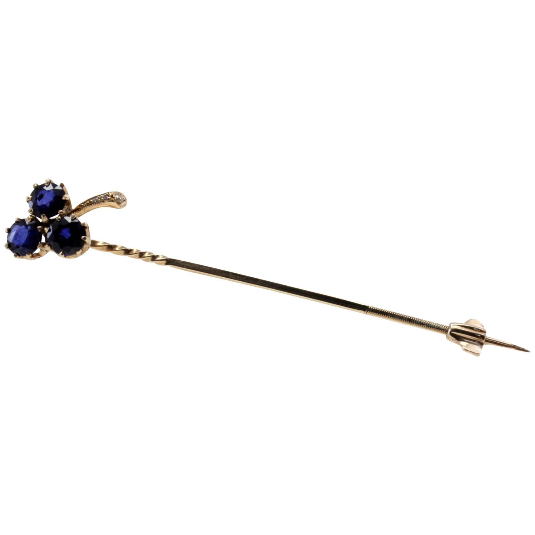  Gold Diamond Sapphire Brooch