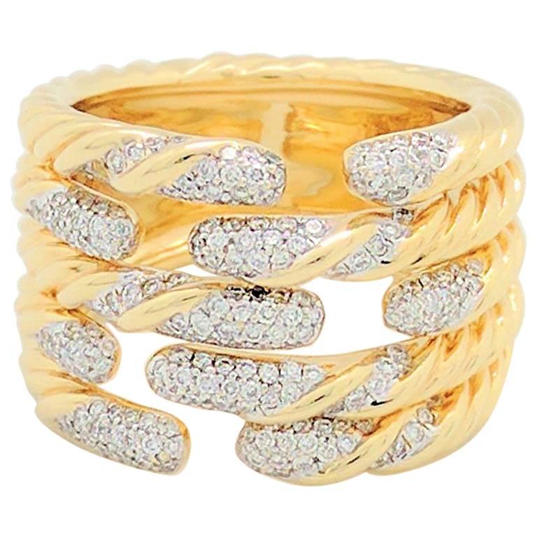 David Yurman Diamond Yellow Gold Willow Ring