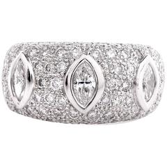 3.05 Carat Diamond Platinum Cluster Band Ring