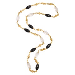 Retro Spitzer and Fuhrmann Onyx Rock Crystal Gold Chain