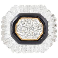 David Webb Rock Crystal Diamond Gold Ring