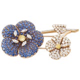 Cartier Sapphire Diamond Flower Brooch