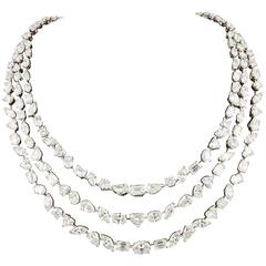 Important Multi Shape Diamond white gold Three-Row Necklace 1