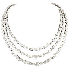 Important Multi Shape Diamond white gold Three-Row Necklace