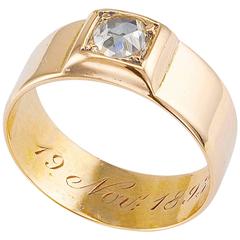 Dutch 1893 Rose-Cut Diamond Gold Band Ring 
