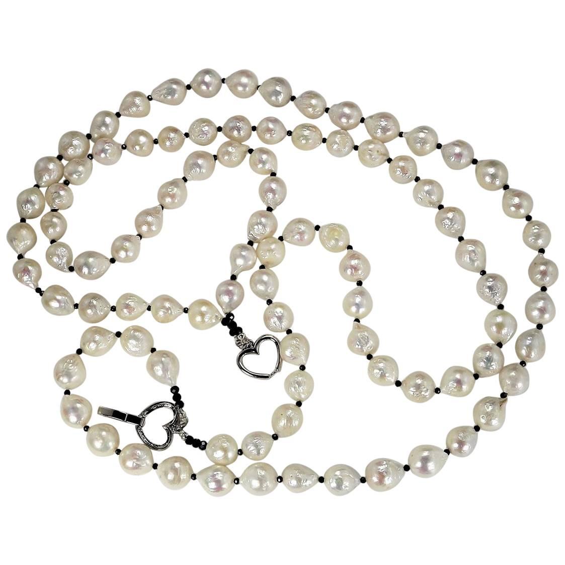 Double Strand White Fireball Pearl Necklace