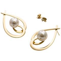 Lust Pearls 0.32 Carat White Diamond South Sea White Pearl Aria Drop Earrings