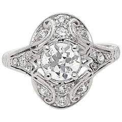 Art Deco 0.83 Carat EGL Certified Old-Cut Diamond Gold Platinum Ring 11