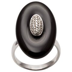 Lust Pearls 0.18 Carat Diamond and Black Onyx White Gold Cocktail Ring