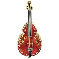Yellow Gold Enamel Case Mechanical Cello Watch 12