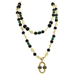 Malachite Onyx Yellow Gold Necklace 10