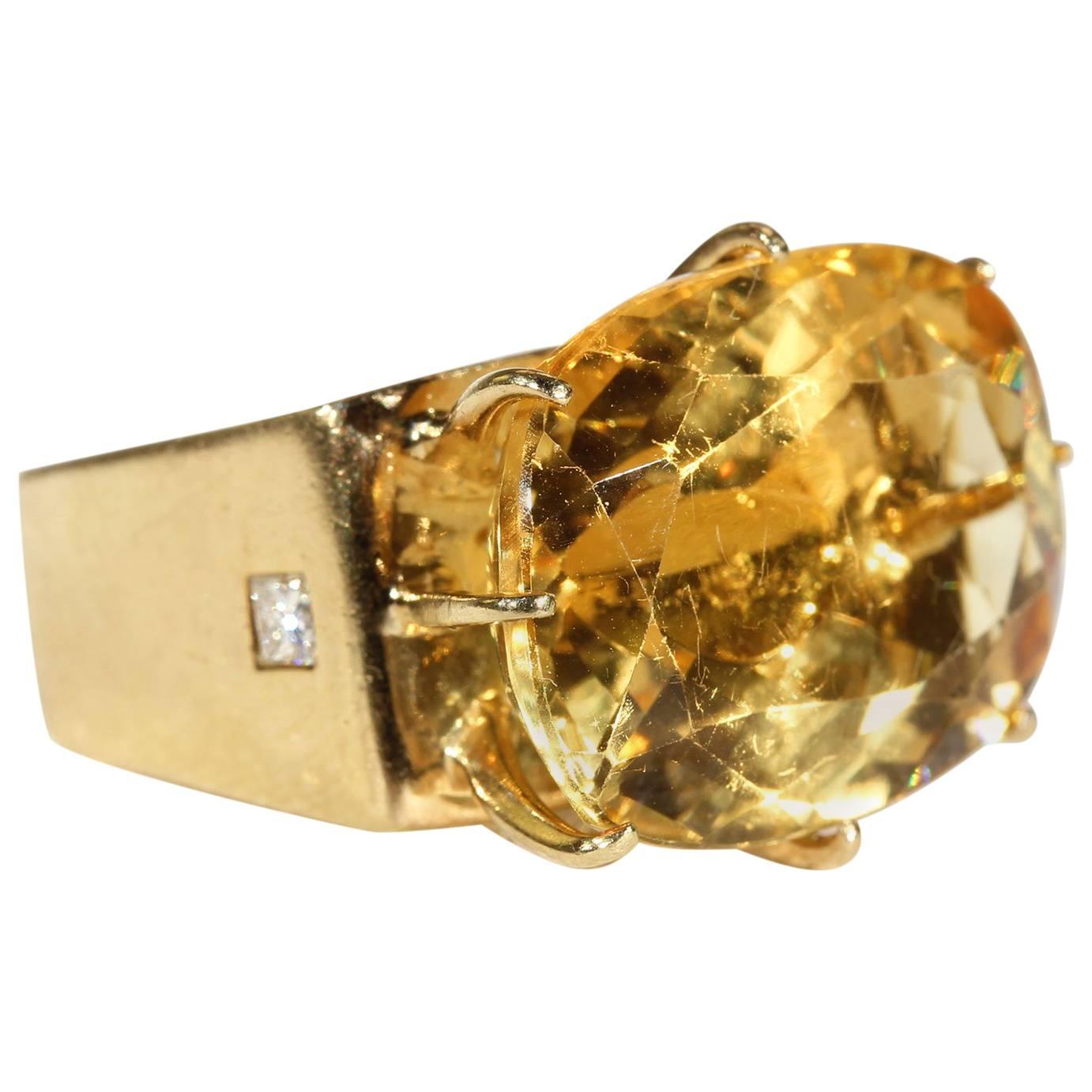 Modernist Citrine Sapphire Diamond Gold Ring For Sale