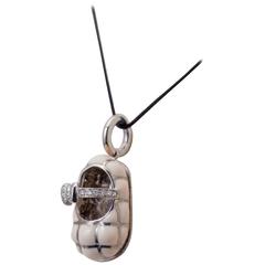 Aaron Basha Pink Quilted Shoe white Gold Dangle Charm 4