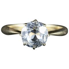 Antique Victorian White Sapphire Solitaire Engagement Ring