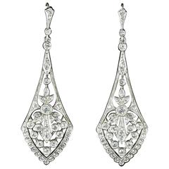 Art Deco Long Paste Silver Gold Earrings Perfect for a Wedding