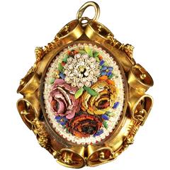 Antique Victorian Micro Mosaic Gold Locket