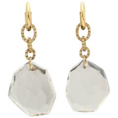 Vintage H. Stern 1990s Rock Crystal Diamonds Flexible Gold Link Earrings