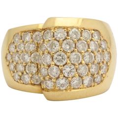 1980s Chic Architectural Diamond Gold Cocktail Ring 8
