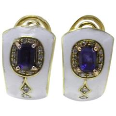 Luise Sapphire Diamond Gold Clip-On Earrings