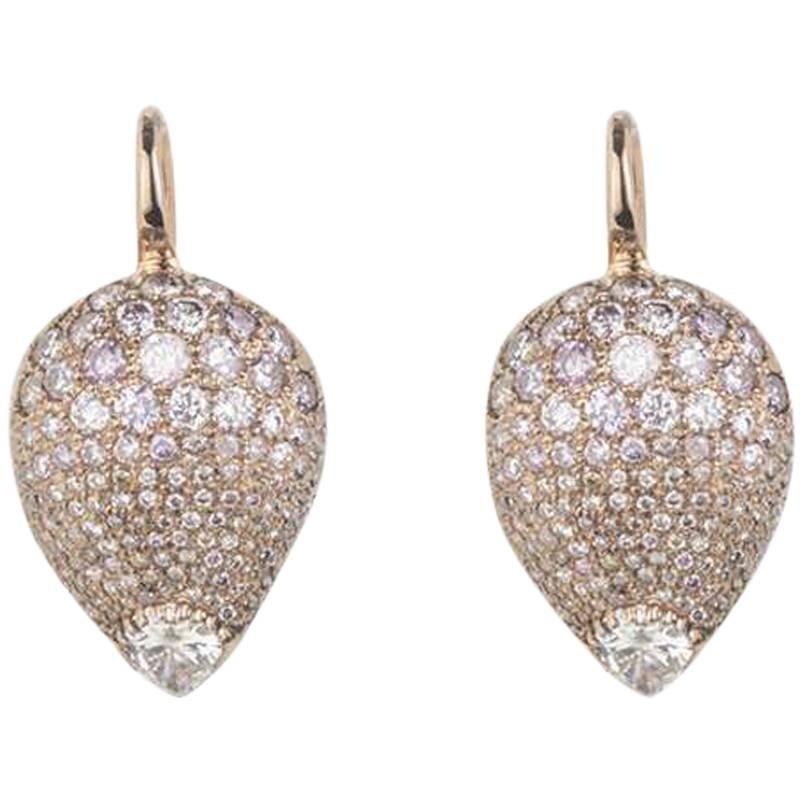 Rose Gold Diamond Drop Earrings 3.56 Carat