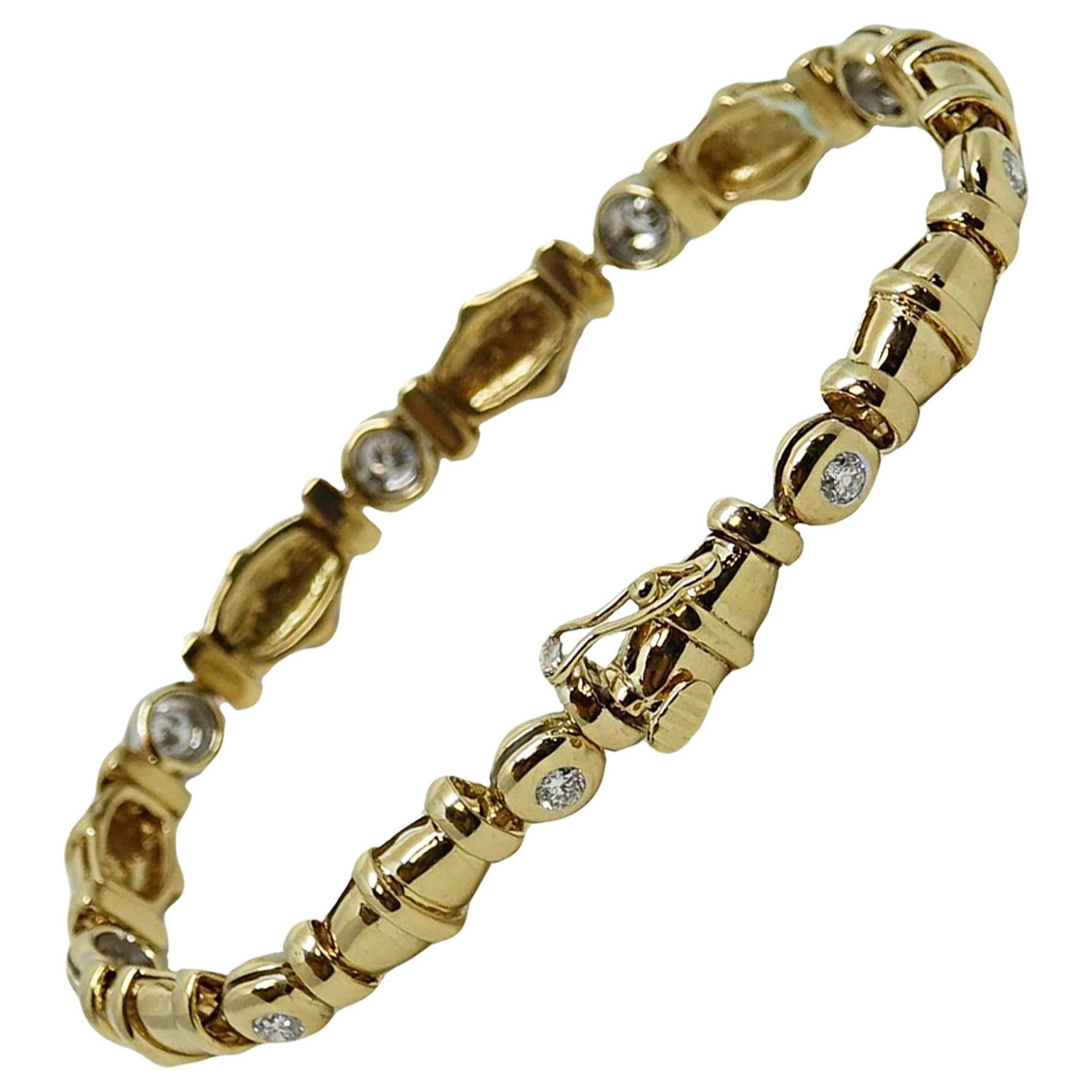 Diamonds Yellow Gold Bracelet For Sale