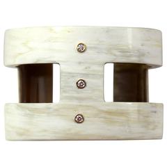 Summer White Horn Bracelet With Diamonds and Gold