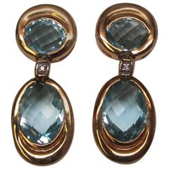 Aquamarine Diamond Gold Earrings 10