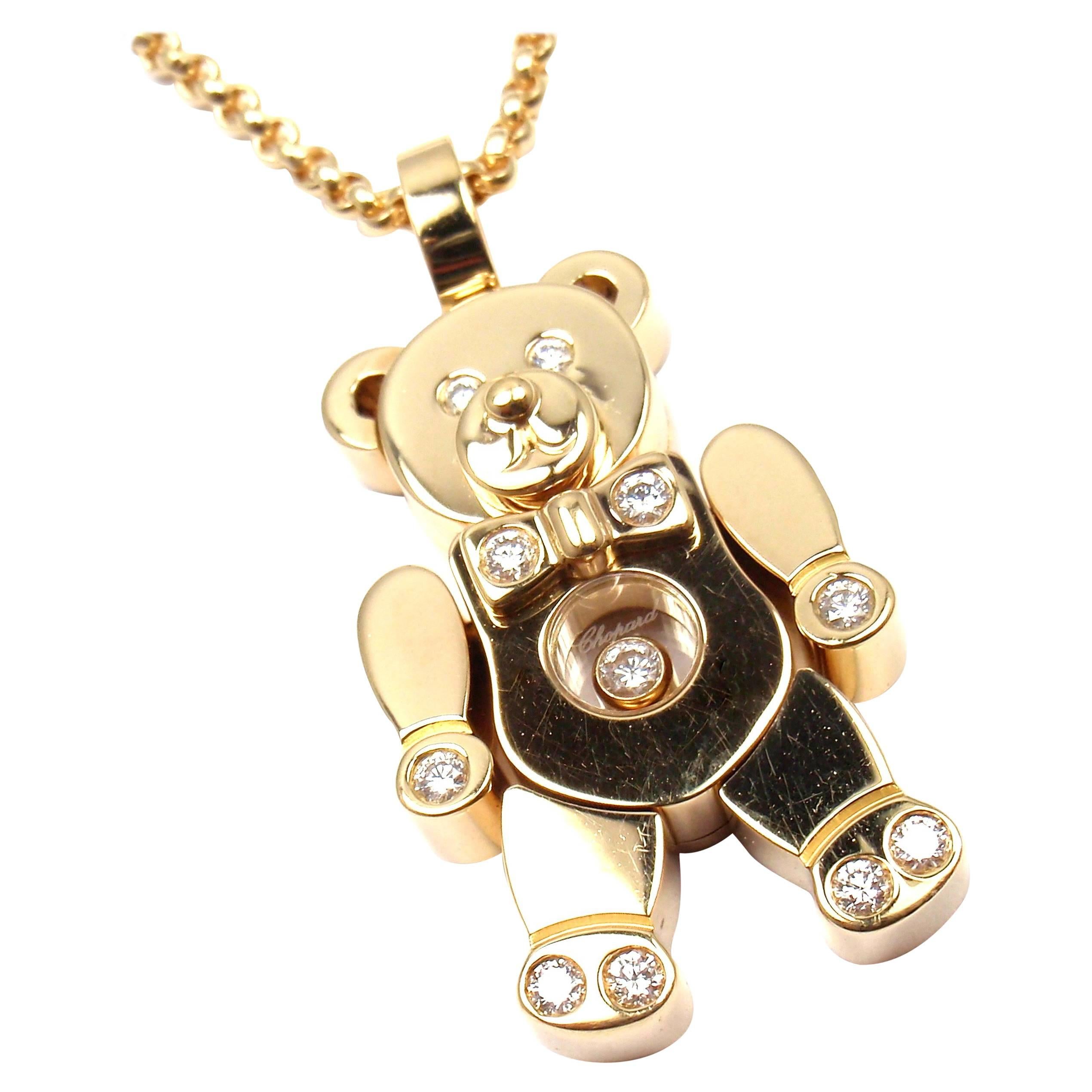 Chopard Happy Diamond Teddy Bear Gold Pendant Necklace