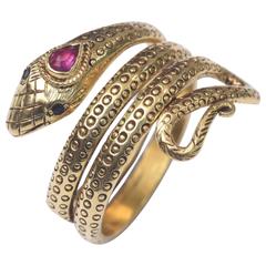 Fine Ruby Sapphire Gold Snake Ring 7
