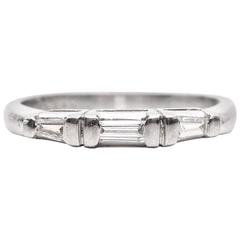 1940s Baguette Diamonds Platinum Wedding Band Ring 5