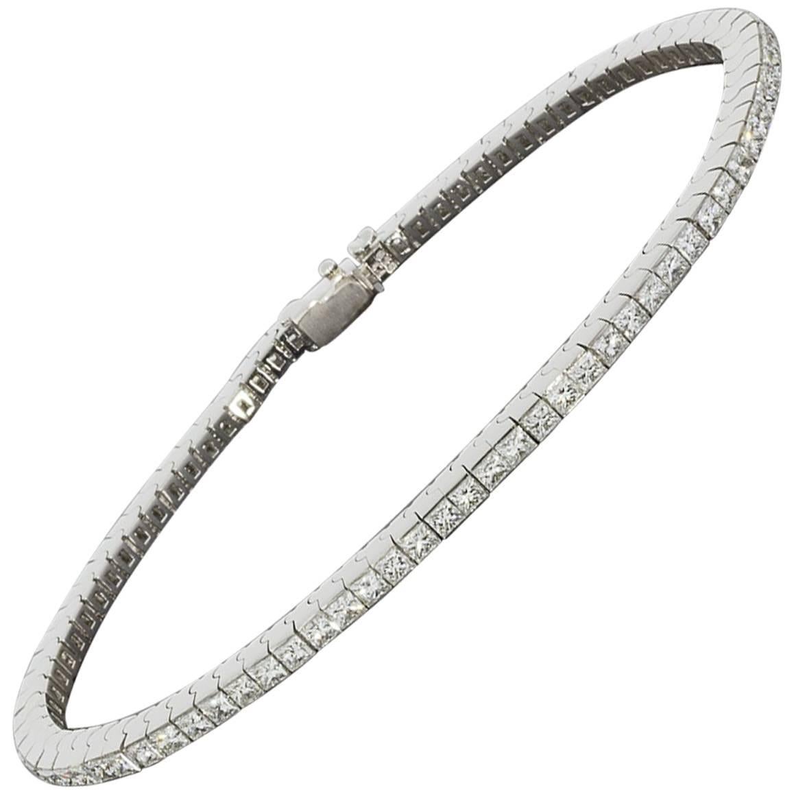 Bez Ambar Quadrillion Princess Cut Diamond Platinum Tennis Bracelet