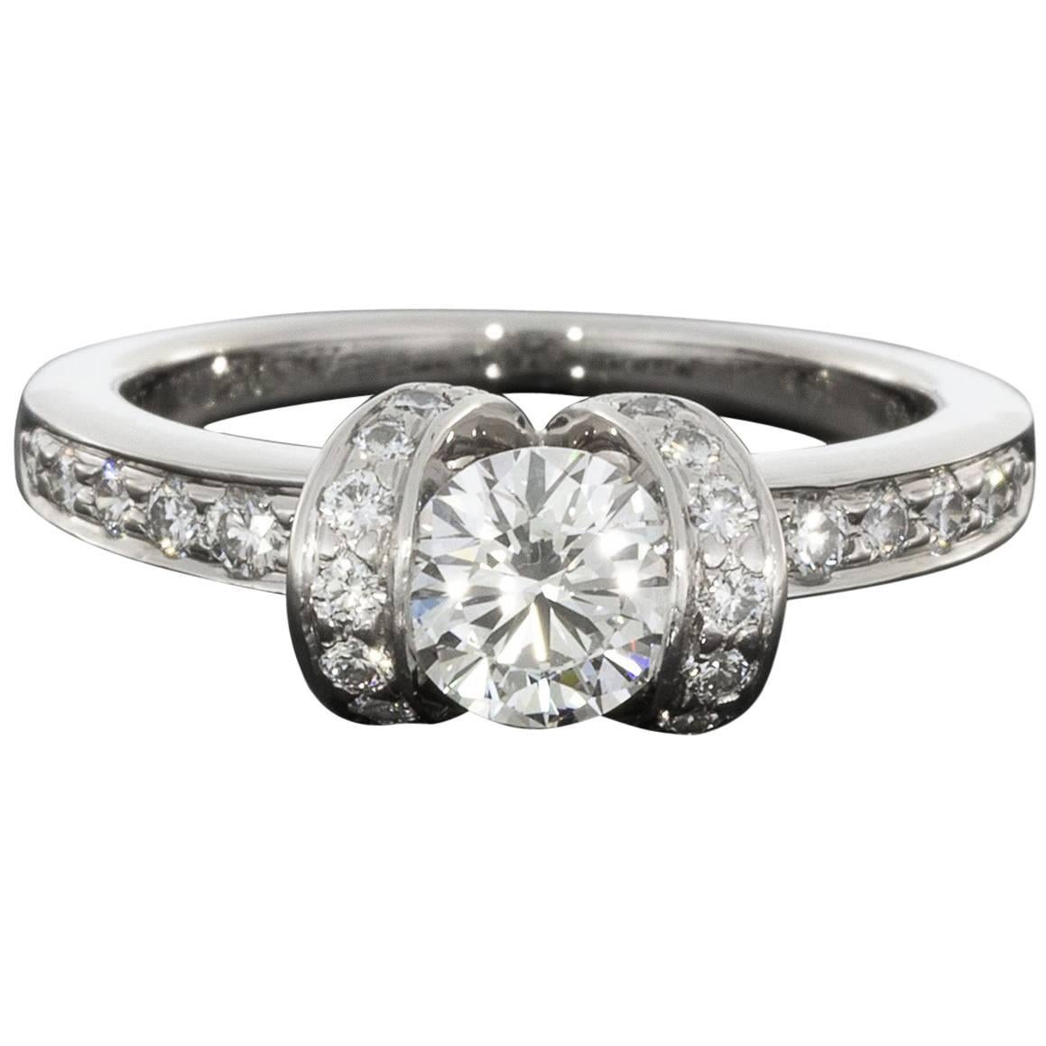 Tiffany & Co. Ideal Cut Diamond Platinum Ribbon Engagement Ring