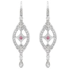 Australian Argyle Pink Diamonds Gold Drop Earrings