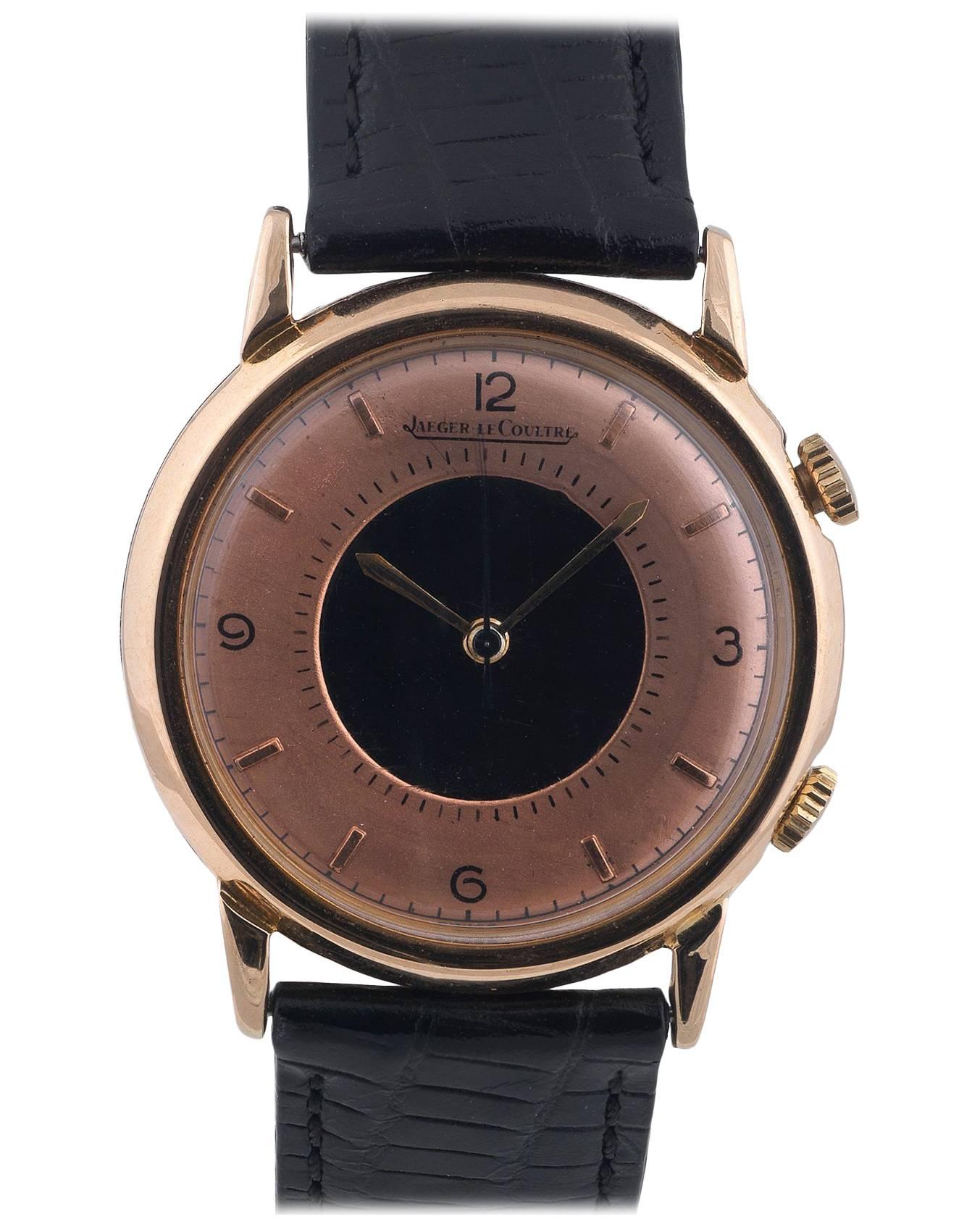 Jaeger-LeCoultre Gold Plated Memovox Manual Wind Alarm Wristwatch