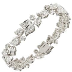 Cartier 7.49 Carats Diamonds White Gold Floral Bracelet