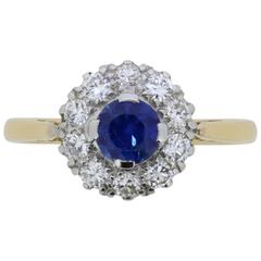 Vintage Sapphire and Diamond Cluster Ring, circa 1950s 1