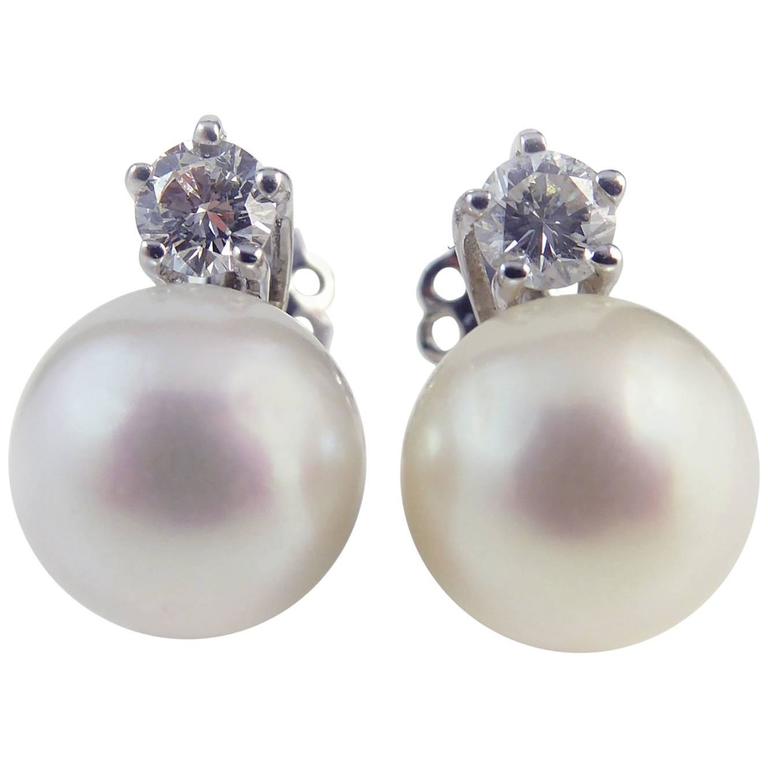 South Sea Cultured Pearl Diamond Stud Earrings At 1stdibs South Sea Cultured Pearl Diamond Stud Earrings For