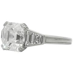 Hancocks GIA 2.77 Carat Asscher cut diamond platinum ring 