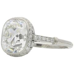 Hancocks 4.14 carat Old Mine cut Platinum diamond solitaire ring