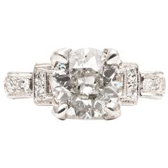 Art Deco 1.34 Carat Diamond Platinum Engagement Ring 