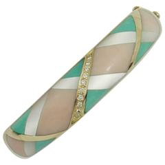 Asch Grossbardt Diamond Gold Stone Inlay Bracelet 4