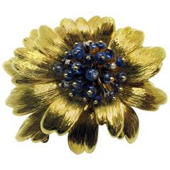 Tiffany & Co. Sapphire Diamond Gold Foliate Brooch 6