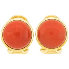 Natural Coral and Gold Earrings