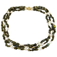 Labradorite Freshwater Keshi Pearl Necklace